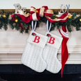thumbnail image 5 of Fridja 8 Inch Mini Initial Christmas Stocking Monogram Embroidered Christmas Stocking White Knitted Small Christmas Stocking Decorations for Fireplace Mantle Christmas Wall, 5 of 5