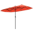 thumbnail image 2 of Costway 13 FT Large Patio Umbrella with LED Solar Lights Crank Handle 12 Heavy-Duty Ribs Orange, 2 of 10