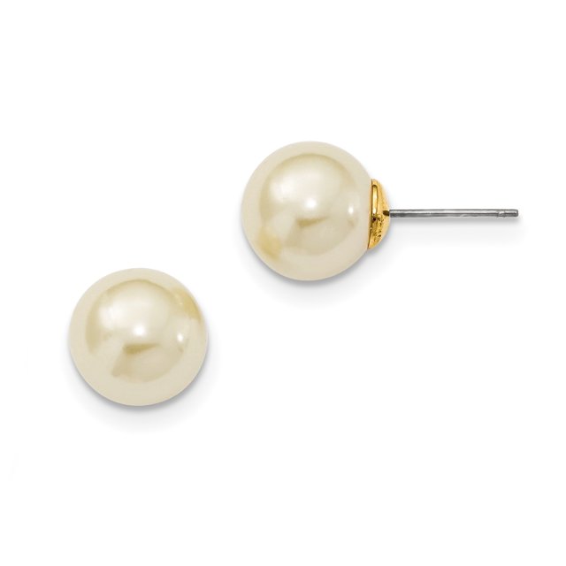 Cultura Simulated Pearl Button Post Earrings BF359