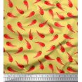 thumbnail image 1 of Soimoi Yellow polyester Crepe Fabric Chilli Vegetable Print Sewing Fabric Yard 42 Inch Wide, 1 of 2
