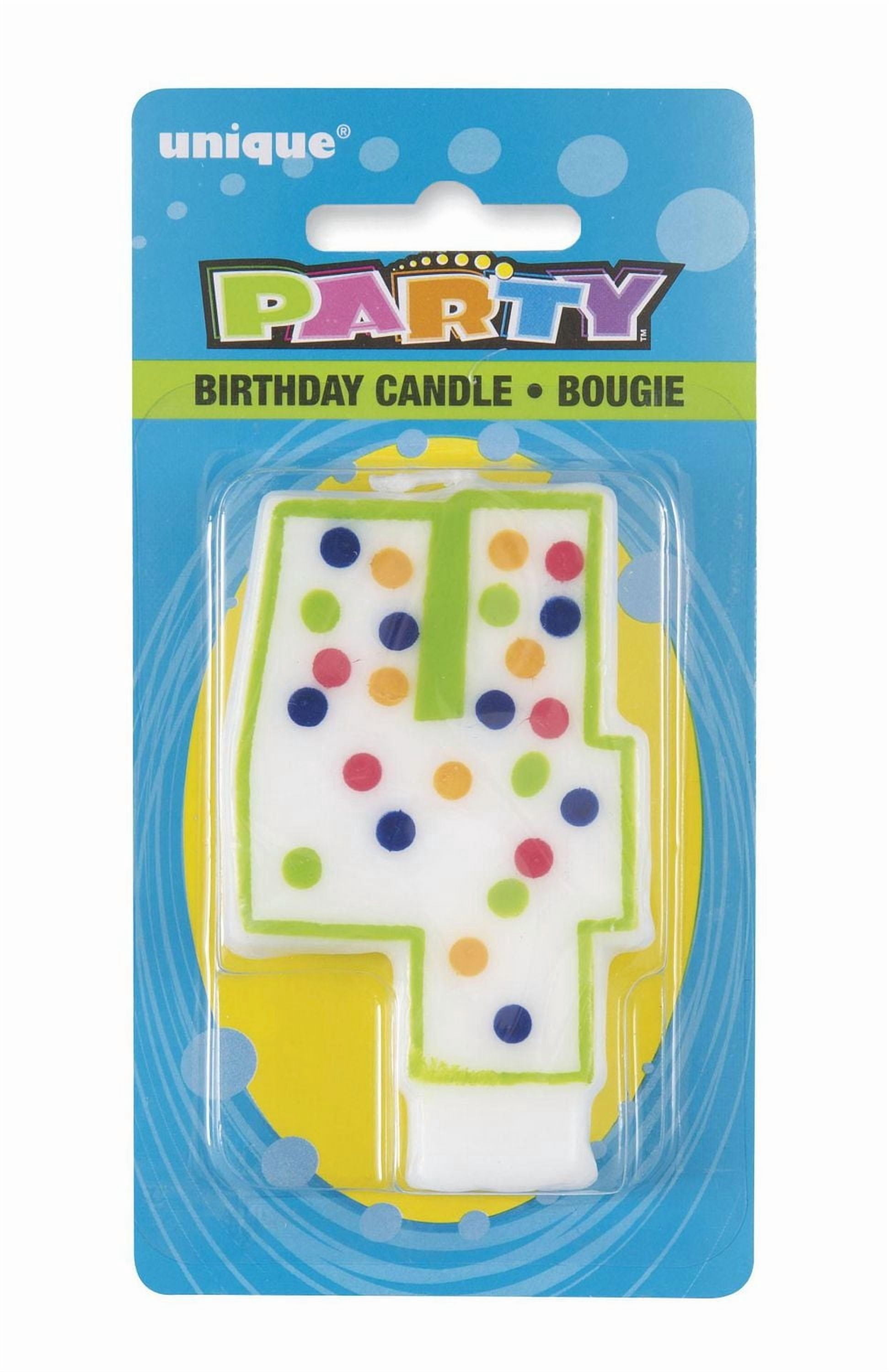 Polka Dot Number "4" Birthday Candle