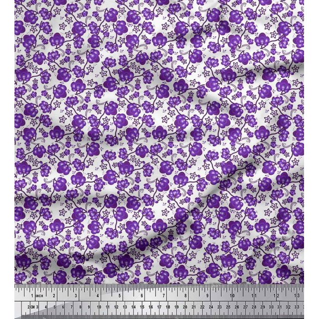 Soimoi Poly Georgette Fabric Flower Artistic Print Sewing Fabric Yard 42 Inch Wide