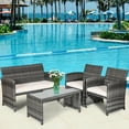 thumbnail image 1 of Costway 4 Pc Rattan Patio Furniture Set Garden  Sofa Cushioned Seat Mix Gray Wicker, 1 of 9