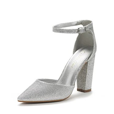 DREAM PAIRS Women's Coco Pointed Toe High Heels Pump Shoes,Size 6,Silver/Glitter,Coco
