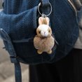 thumbnail image 4 of Fluffy Rabbit Keychain Pendant Soft Plush Toy Backpack Charm Khaki Metal Hook Attachment Car Accessory Gift Decorative Item Lightweight Portable Fur Simulation Y-464 Khaki, 4 of 7
