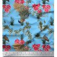 thumbnail image 1 of Soimoi Poly Georgette Fabric Leaves,Floral & Peacock Bird Print Fabric by Yard 42 Inch Wide, 1 of 2