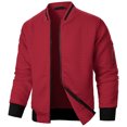 thumbnail image 3 of RXIRUCGD Man Solid Color Zipper Stand Collar Hoodie Coat, Red, Size: L, 3 of 6