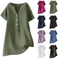 thumbnail image 1 of CHUANK Womens Summer Blouse V-Neck Short Sleeve Loose Button Tunic Shirts Deals on Ladies, 1 of 7