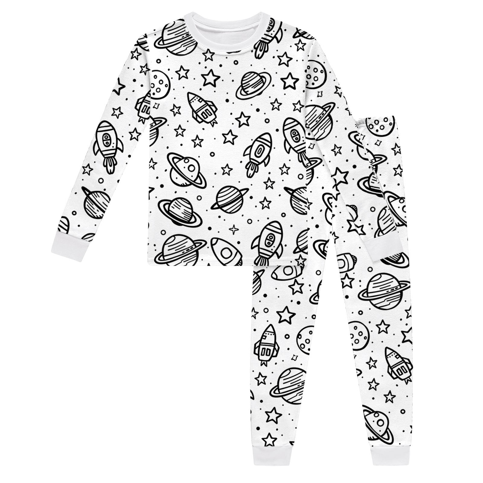 WEAIXIMIUNG Ensembles de Pyjama de Détente pour Enfants Peints à la Main à Colorier Garçons et Filles Bricolage Dessin Animé Pyjamas Colorables avec Marqueurs Enfants Créatif b3 7-8 Ans