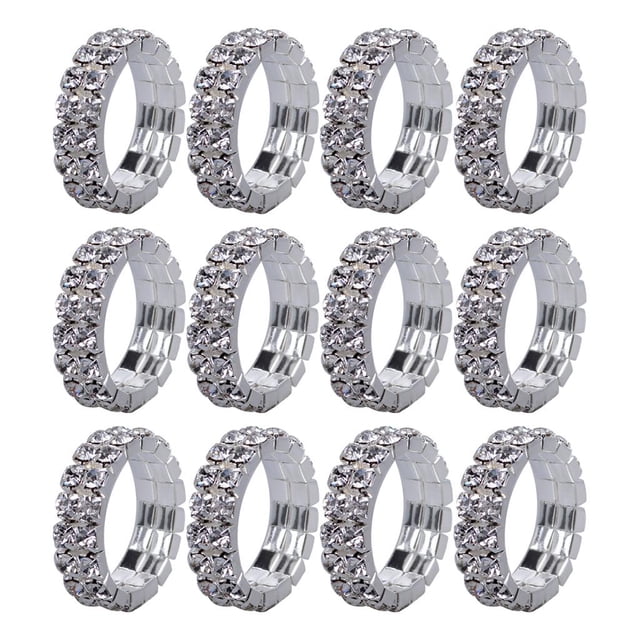 12 Pcs Bagues en Cristal en Acier Inoxydable pour Bijoux de Doigts Bagues Transparentes