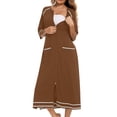 thumbnail image 4 of MeetoTime Robe pour Femmes à Fermeture Éclair devant, Robe de Maison, Chemise de Nuit à Manches 3/4, Longueur Complète, Tenue de Détente pour Dames avec Poches, 4 of 6