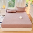thumbnail image 1 of Birdeem Fitted Sheet, Bed Sheet with Soft Checkered Pattern, Elastic Deep Pocket Design for Non Slip Fit, 59x79 Inch Cotton Blend, Multiple Solid Colors, 1 of 9