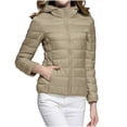 thumbnail image 3 of WRKEKC Lightweight Hooded Parka for Women, Solid Color Long Sleeve Full Zip Coat with Secure Pockets and Ribbed Cuffs, Transitional Season Layer Khaki 3XL, 3 of 7