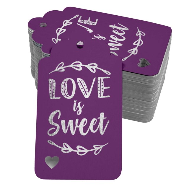 Inkdotpot 100 Pack Real Silver Foil Paper Tags Love Is Sweet Wedding Favor Hang Tag