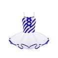 thumbnail image 1 of RUNQHUI Robe de Danse Ballet de Noël pour Filles, Justaucorps Sans Manches à Rayures, Jupe Tutu en Maille, Tenue de Danse de Noël Bleue 16, 1 of 5