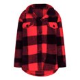 thumbnail image 3 of Timegard Womens Jacket Plus Size Plaid Stand Collar Button down Fleece Hooded Jacket Winter Fuzzy Warm Coat, 3 of 4