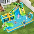 thumbnail image 2 of Costway Inflatable Water Park with Climbing Wall Basketball Rim Target Game & 735W Blower, 2 of 9