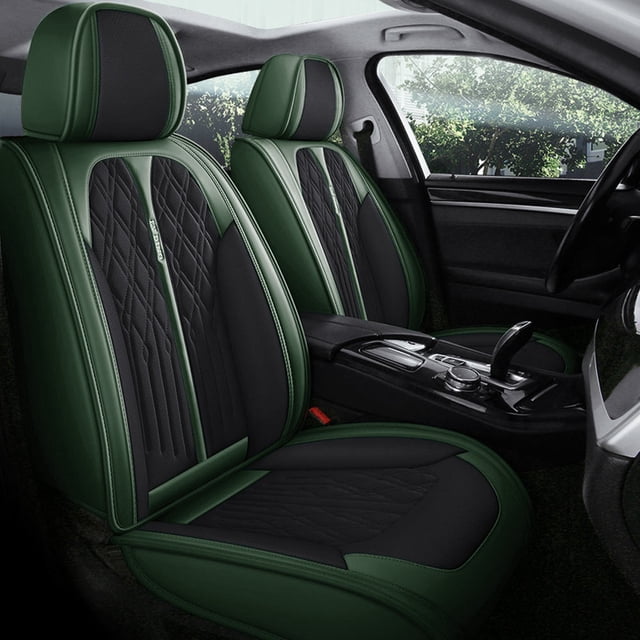 Maidao Car Seat Covers Leather Full Set for Mazda for CX-5 2013-Present 5 Seats Airbag Compatible Waterproof Front Rear Cushion Protector Black and Green