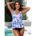 thumbnail image 4 of Charmo Ruffled V Neck Swim Tops for Womens Flowy Tankini Tops Padded Bathing Suit Tops(No Bottoms）, 4 of 7