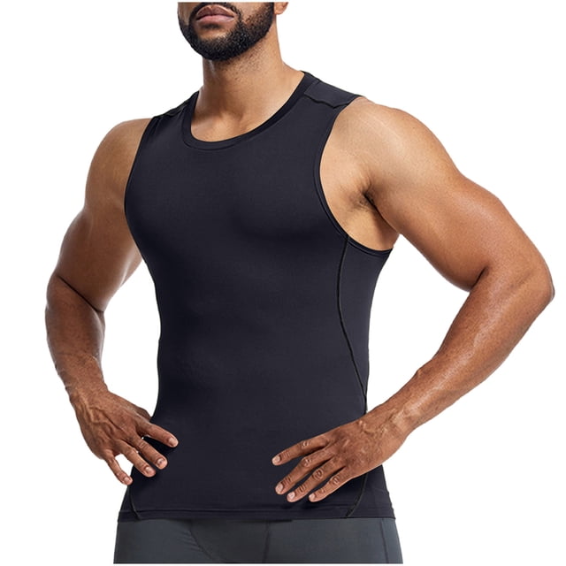 Yuyuzo Workout Tank Tops for Men Round Neck Slim Fitted Quick Drying Sleeveless Athletic Muscle T Shirts