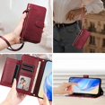 thumbnail image 3 of Étui Portefeuille pour Samsung Galaxy Note 20 Ultra avec Poche à Fermeture Éclair, Porte-Cartes, Support, Dragonne, Étui à Rabat en Cuir Rouge, 3 of 5