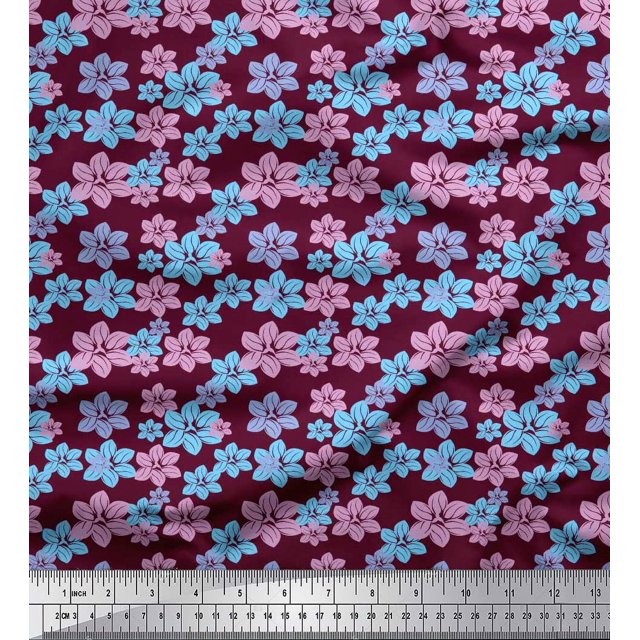 Soimoi Poly Georgette Fabric Artistic Floral Print Fabric by the Yard 52 Inch Wide
