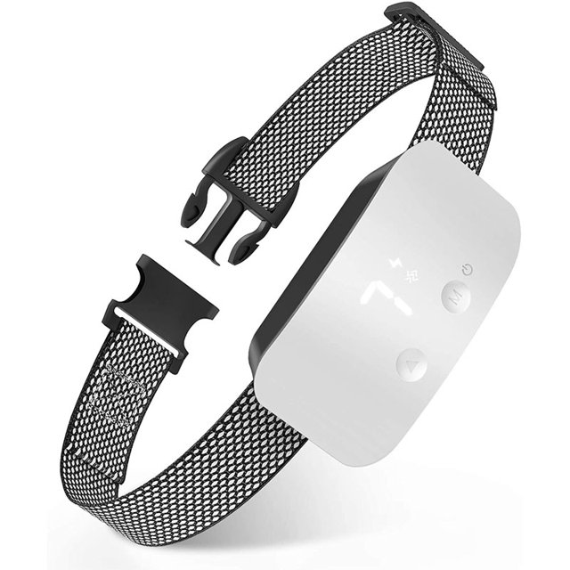 Collier d'Aboiement pour Chiens, Collier d'Entraînement Rechargeable Anti-Aboiements, Sensibilité Réglable - Blanc