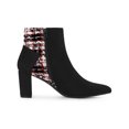thumbnail image 3 of BLISSFUL STEP Women's Pointed Toe Plaid Block Heels Ankle Boots Black 7, 3 of 7