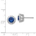 thumbnail image 2 of Cheryl M Sterling Silver Lab created Dk Blue Spinel & CZ Round Post Earring QCM504, 2 of 2