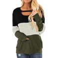 thumbnail image 1 of Women's Long Sleeve Tunics Color Block Cutout Sweatshirt Loose Fit Tops, 1 of 5