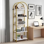 BeesClover Bookshelf 4/5 Tier,Arched Display Racks,Tall Shelf for CDs/Books, Modern Storage Rack Shelf Large Wood Book Shelf for Bedroom, Living Room