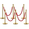 thumbnail image 1 of Towallmark Ensemble Élégant de Poteaux de Chandelier Dorés - 6 Poteaux avec 4 Cordes Rouges, Acier Inoxydable, 37,5 Po de Hauteur, Base Lestée, Corde de 5 Pi pour le Contrôle de File d'Attente, Événements VIP, Hôtels, Banques, Entrée de Tapis Rouge, 1 of 9