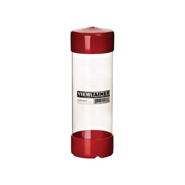 Viewtainer CC27508 Contenant en Plastique à Dessus Fendu, 2,75 Pouces par 8 Pouces, Lot de 15. Conception Cylindrique Transparente avec Dessus et base Rouges, Dessus Fendu Compressible pour un Accès Facile, et Parois Transparentes pour une identification Rapide des Articles. Idéal pour l'Organisation à la Maison, le Rangement des Aliments Ou l'Organisation de Petits Outils et de Fournitures d'Artisanat.