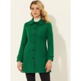 thumbnail image 2 of INSPIRE CHIC Manteau Long d'Hiver pour Femme à Col Peter Pan, à Simple Boutonnage, Vert Uni, TP, 2 of 5