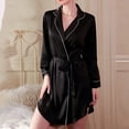 thumbnail image 4 of Timegard Robe de Nuit pour Femmes à Manches Longues, Col à Revers, Col en V, Chemises de Nuit Confortables, Taille Ceinturée, Pyjama Mini Décontracté, 4 of 8