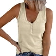 thumbnail image 1 of Timegard Womens Tank Tops Summer Ribbed V Neck Button Sleeveless Slim Basic Tee Casual Going out Tops, 1 of 5