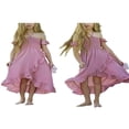 thumbnail image 4 of Mommy and Me Dress Matching Outfits Off Shoulder Beach Boho Maxi Ruffle Chiffon Dress for Mother and Daughter, 4 of 7