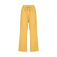 thumbnail image 4 of Women Comfortable High Waisted Wide Leg Pants Drawstring Elastic Trousers Comfy Straight Leg Long Pants With Pockets, 4 of 5