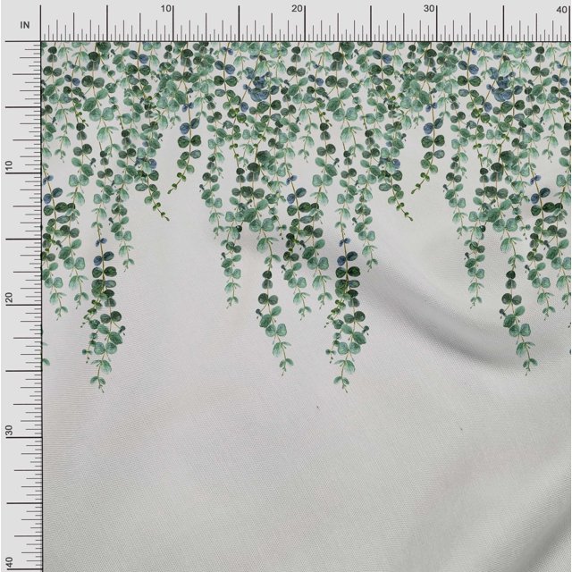oneOone Cotton Cambric Fabric Leaves Panel Print Sewing Fabric BTY 56 Inch Wide