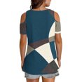 thumbnail image 4 of Soki Womens Tops Color Blocked Printed Short Sleeved V-Neck Off Shoulder Fashionable Summer Clothes, 4 of 6