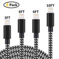 thumbnail image 1 of 4 Pcs Câbles de Charge IOS, avec Connecteurs en Alliage d'Aluminium Résistants, Fil Lightning à Charge Rapide, Charge USB Rapide Tressée en Nylon, 1 of 9