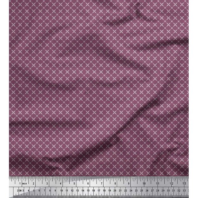 Soimoi Rayon Crepe Fabric Geometric Small Fabric Prints by Yard 46 Inch Wide