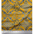 thumbnail image 1 of Soimoi Gold Poly Georgette Fabric Vector Design Damask Printed Craft Fabric by the Yard 42 Inch Wide, 1 of 3