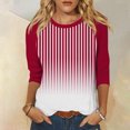 thumbnail image 2 of Birdeem T-Shirts à Manches 3/4 pour Femmes T-Shirt Imprimé Mode Blouse à Manches 3/4 Col Rond Hauts Décontractés T-Shirts à Manches 3/4 pour Femmes, 2 of 5