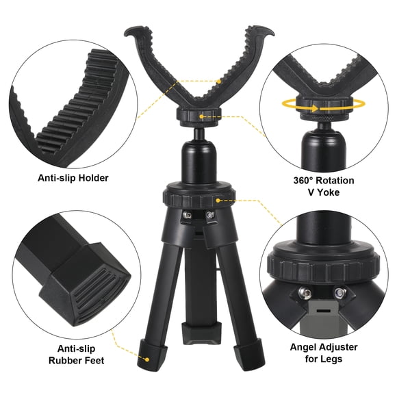 Ruiboury Durable Shooting Rest Tripod With 360掳 Rotation And Anti-corrosion Aluminum V Yoke V Yoke Stick Black 1Set