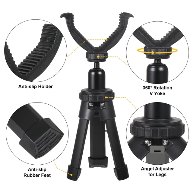 Ruiboury Durable Shooting Rest Tripod With 360掳 Rotation And Anti-corrosion Aluminum V Yoke V Yoke Stick Black 1Set