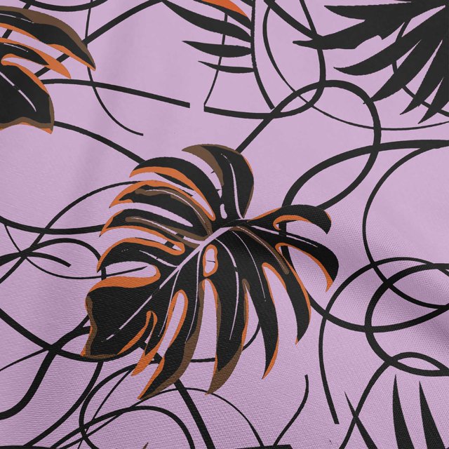 oneOone Velvet Purple Fabric Abstract Tropical Leaf Sewing Material Print Fabric By The Yard 58 Inch Wide