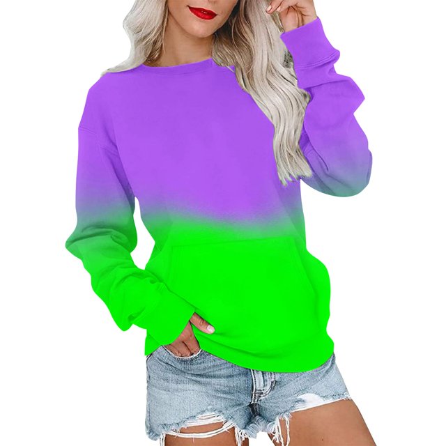 2025 Prime Day YUGYXL Chandail à Capuchon pour Femme, Chandail à Enfiler d'Automne à Col Rond, Chandails Confortables Tendance, Chandail à Enfiler Teinture sur Nœuds, Mignon pour Ado Fille, Coupe Ample, Chemisiers Verts, P