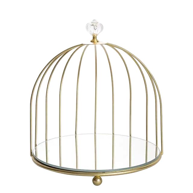 Bird cage makeup organizer storage shelf iron type container for desktop vanity 20x21cm