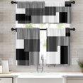 thumbnail image 1 of Black Grey Kitchen Curtains Dark Grey Window Curtains Valance and Tier Set of 3, White Modern Rod Pocket Short Tier Curtain for Bathroom, Abstract Small Modern Small Kitchen Decor 52" x 24", 1 of 5